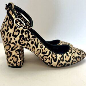 White House Black Market chunky leopard heel with ankle strap 6.5